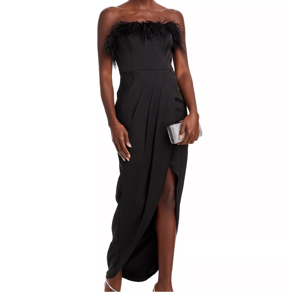 Aidan Mattox Strapless Feather Dress (6)